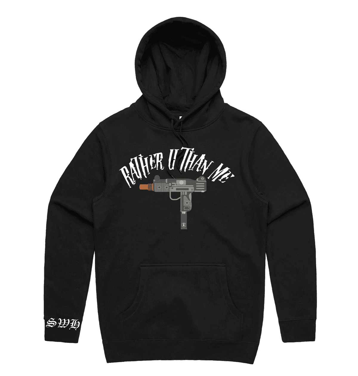 Rather U Than Me Heavy Weight Hoodie in Black, front