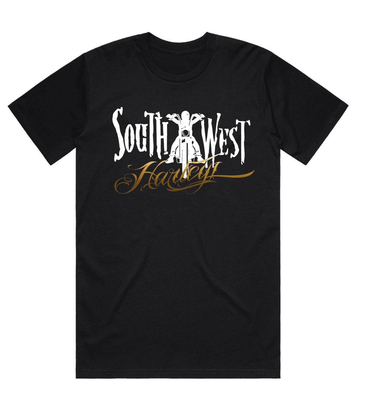 Staple Tee | white and gold in Black, front