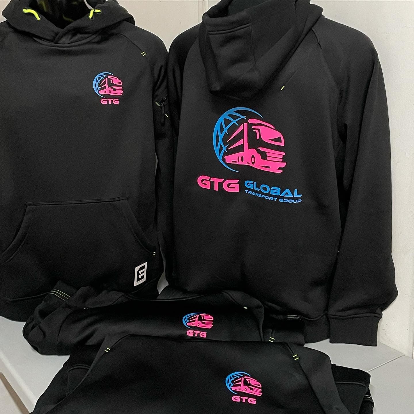 Global Transport Group hoodies with the company logo on the chest